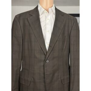 Brunello Cucinelli Brown Cotton Plaid Blazer Size 56 Italy Men’s 46 US